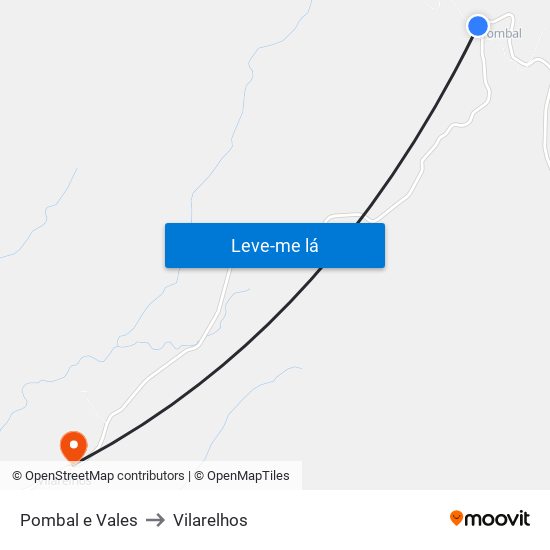 Pombal e Vales to Vilarelhos map