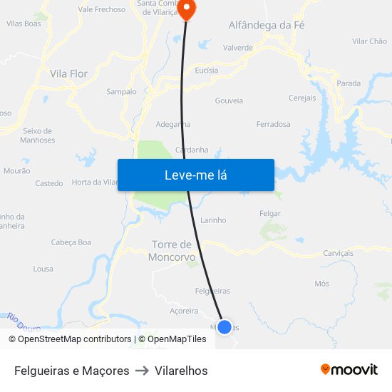 Felgueiras e Maçores to Vilarelhos map