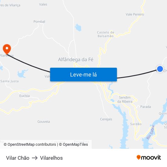 Vilar Chão to Vilarelhos map