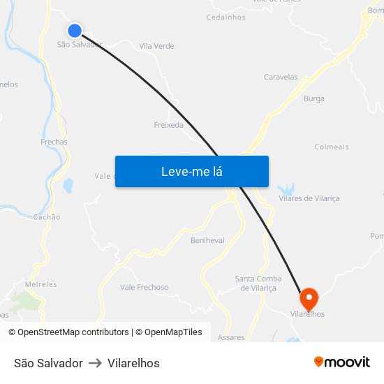São Salvador to Vilarelhos map