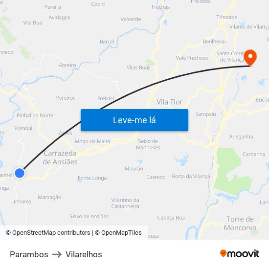 Parambos to Vilarelhos map