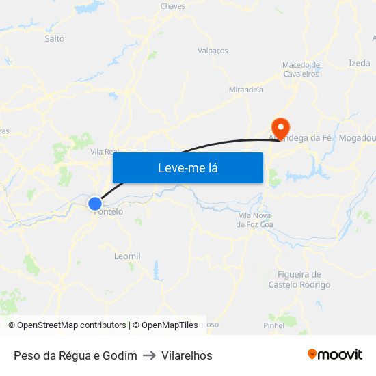 Peso da Régua e Godim to Vilarelhos map