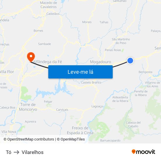 Tó to Vilarelhos map