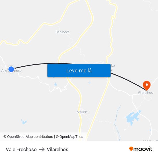 Vale Frechoso to Vilarelhos map