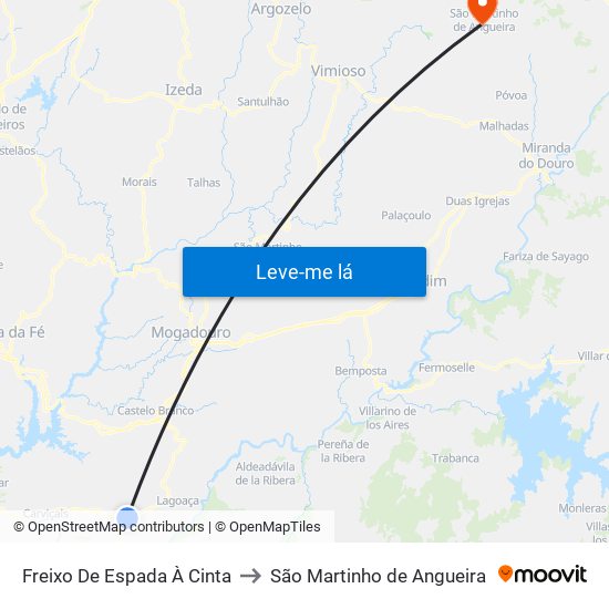 Freixo De Espada À Cinta to São Martinho de Angueira map