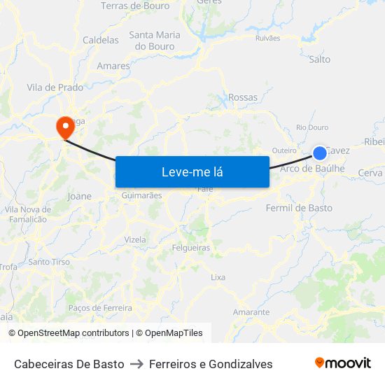 Cabeceiras De Basto to Ferreiros e Gondizalves map