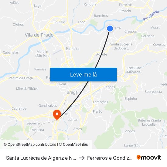 Santa Lucrécia de Algeriz e Navarra to Ferreiros e Gondizalves map