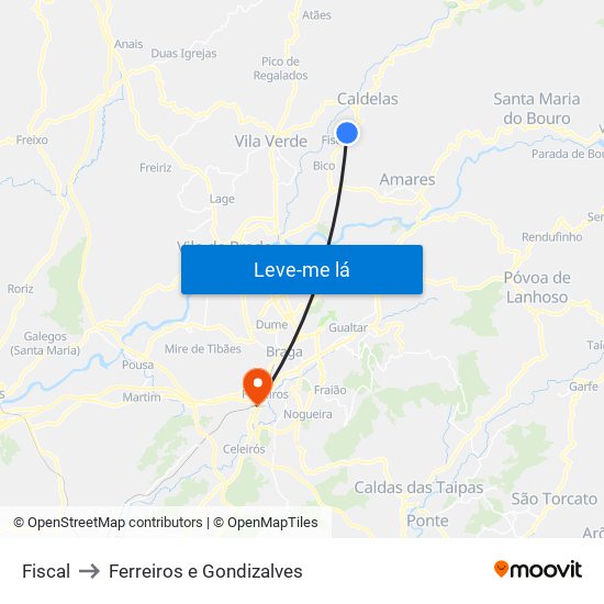 Fiscal to Ferreiros e Gondizalves map