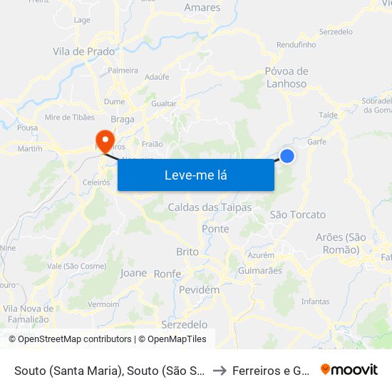 Souto (Santa Maria), Souto (São Salvador) e Gondomar to Ferreiros e Gondizalves map