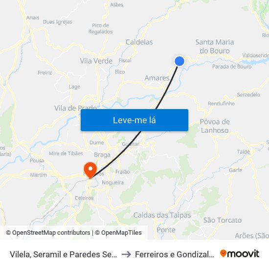 Vilela, Seramil e Paredes Secas to Ferreiros e Gondizalves map