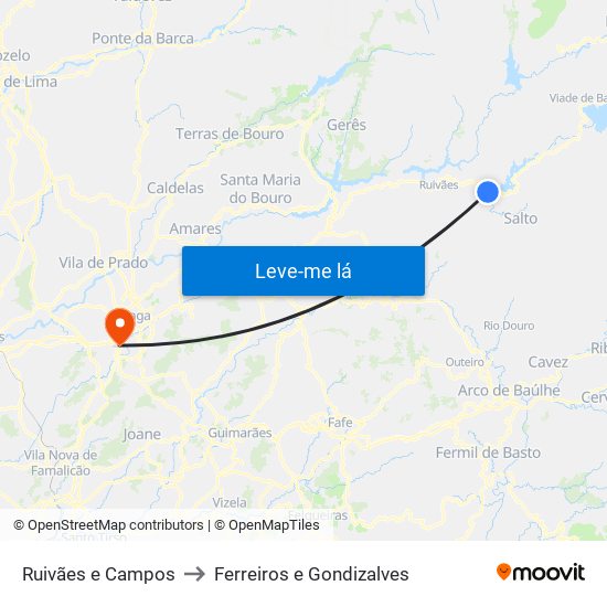 Ruivães e Campos to Ferreiros e Gondizalves map