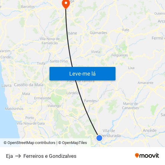 Eja to Ferreiros e Gondizalves map