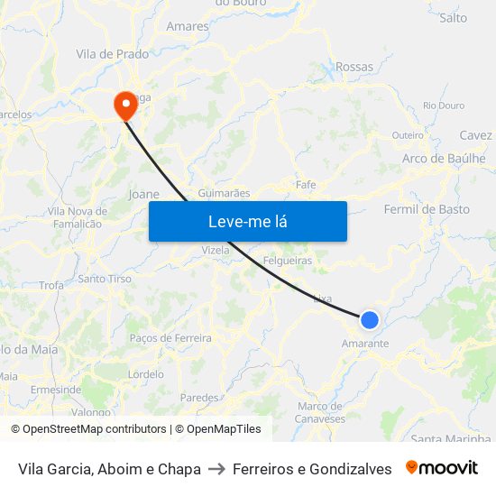 Vila Garcia, Aboim e Chapa to Ferreiros e Gondizalves map