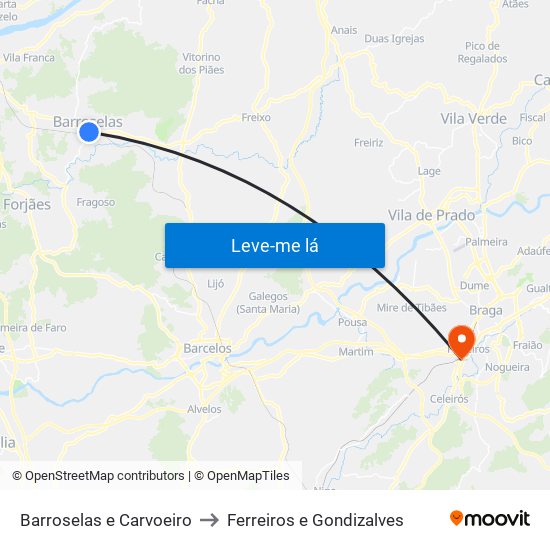 Barroselas e Carvoeiro to Ferreiros e Gondizalves map
