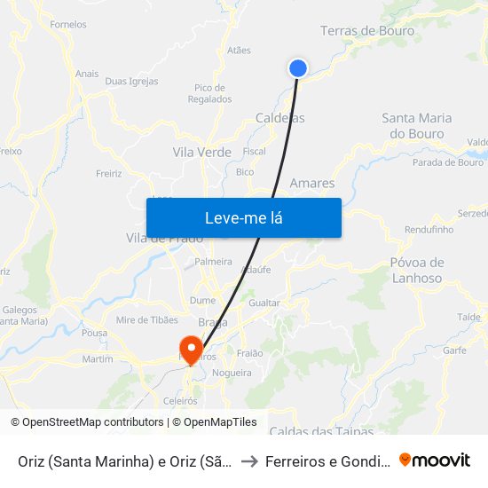 Oriz (Santa Marinha) e Oriz (São Miguel) to Ferreiros e Gondizalves map