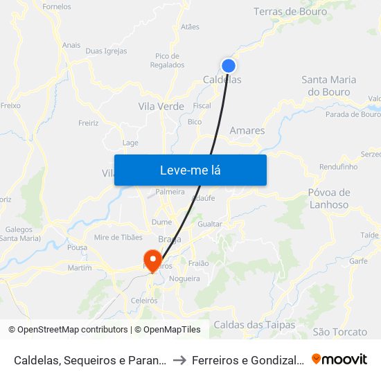 Caldelas, Sequeiros e Paranhos to Ferreiros e Gondizalves map