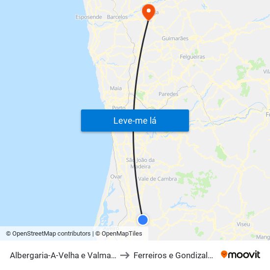 Albergaria-A-Velha e Valmaior to Ferreiros e Gondizalves map