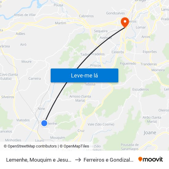 Lemenhe, Mouquim e Jesufrei to Ferreiros e Gondizalves map