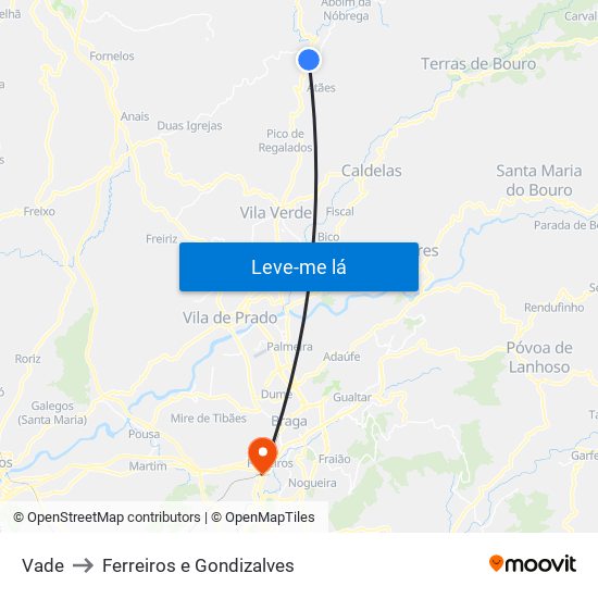 Vade to Ferreiros e Gondizalves map