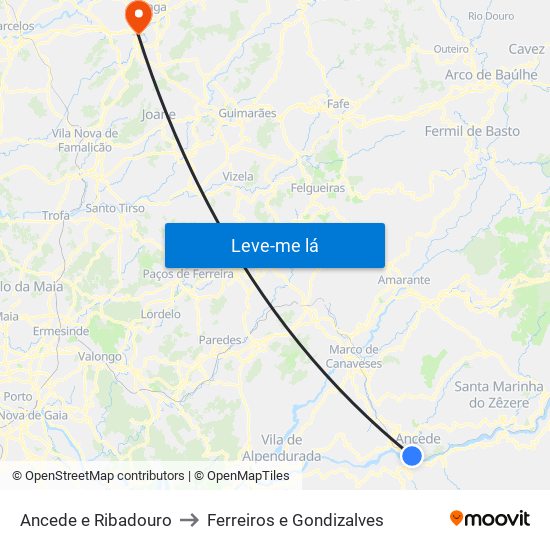 Ancede e Ribadouro to Ferreiros e Gondizalves map