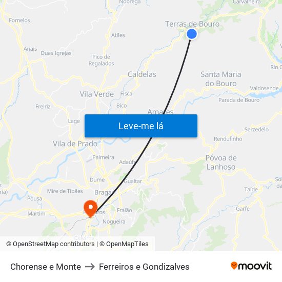 Chorense e Monte to Ferreiros e Gondizalves map