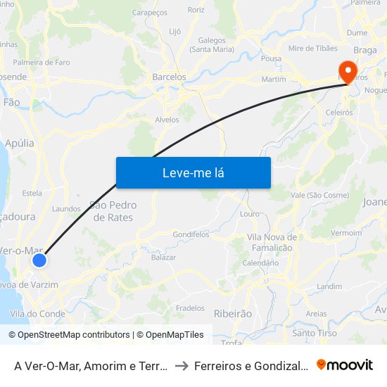 A Ver-O-Mar, Amorim e Terroso to Ferreiros e Gondizalves map