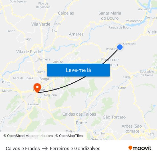 Calvos e Frades to Ferreiros e Gondizalves map