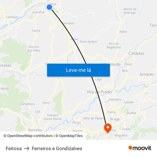 Feitosa to Ferreiros e Gondizalves map