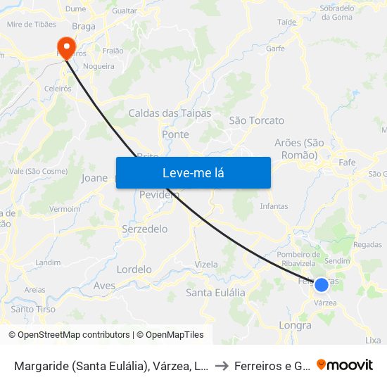 Margaride (Santa Eulália), Várzea, Lagares, Varziela e Moure to Ferreiros e Gondizalves map