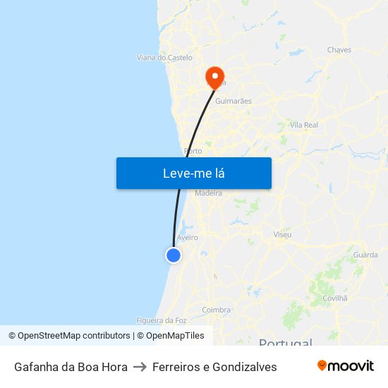 Gafanha da Boa Hora to Ferreiros e Gondizalves map