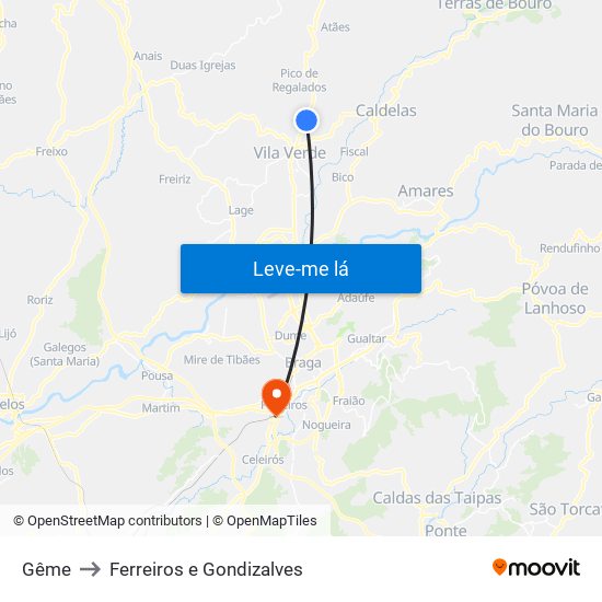 Gême to Ferreiros e Gondizalves map