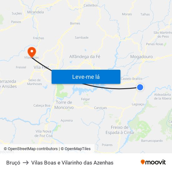 Bruçó to Vilas Boas e Vilarinho das Azenhas map