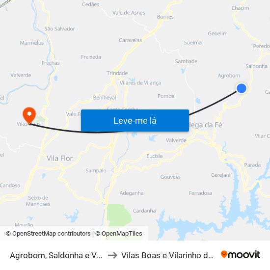 Agrobom, Saldonha e Vale Pereiro to Vilas Boas e Vilarinho das Azenhas map