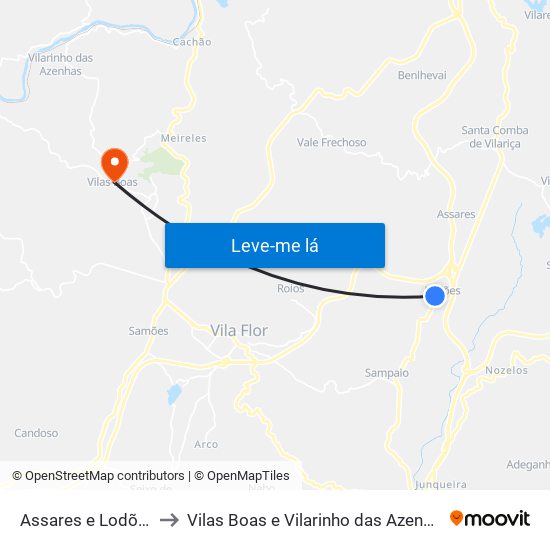 Assares e Lodões to Vilas Boas e Vilarinho das Azenhas map