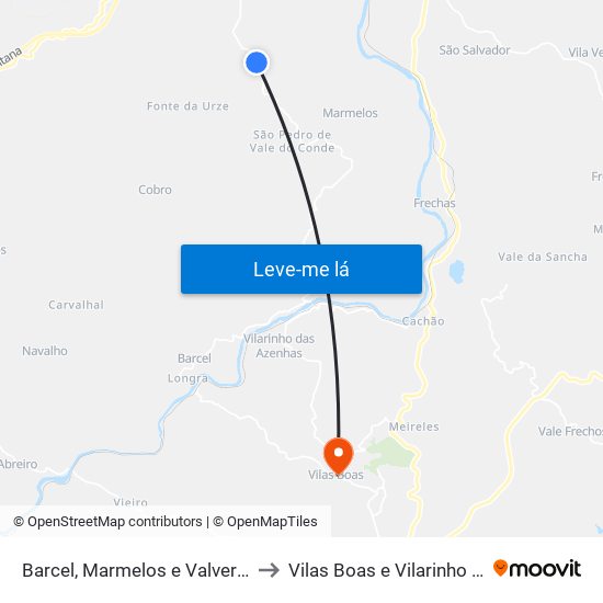 Barcel, Marmelos e Valverde da Gestosa to Vilas Boas e Vilarinho das Azenhas map