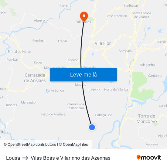 Lousa to Vilas Boas e Vilarinho das Azenhas map