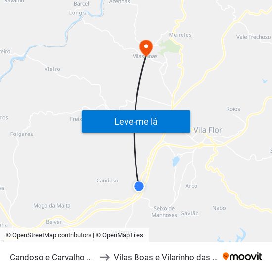 Candoso e Carvalho de Egas to Vilas Boas e Vilarinho das Azenhas map
