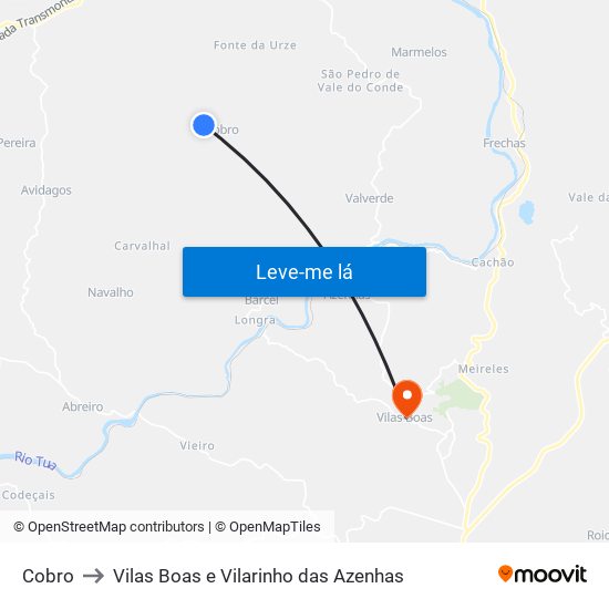 Cobro to Vilas Boas e Vilarinho das Azenhas map