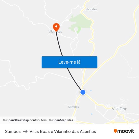 Samões to Vilas Boas e Vilarinho das Azenhas map