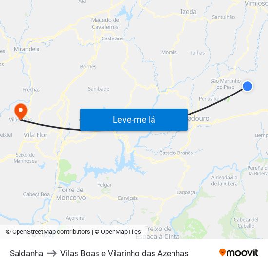 Saldanha to Vilas Boas e Vilarinho das Azenhas map