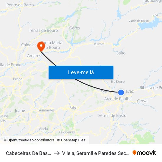 Cabeceiras De Basto to Vilela, Seramil e Paredes Secas map