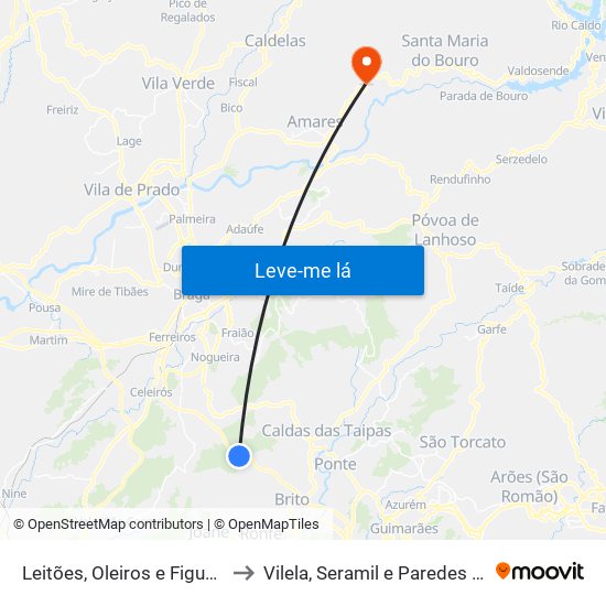 Leitões, Oleiros e Figueiredo to Vilela, Seramil e Paredes Secas map