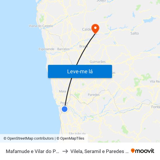 Mafamude e Vilar do Paraíso to Vilela, Seramil e Paredes Secas map