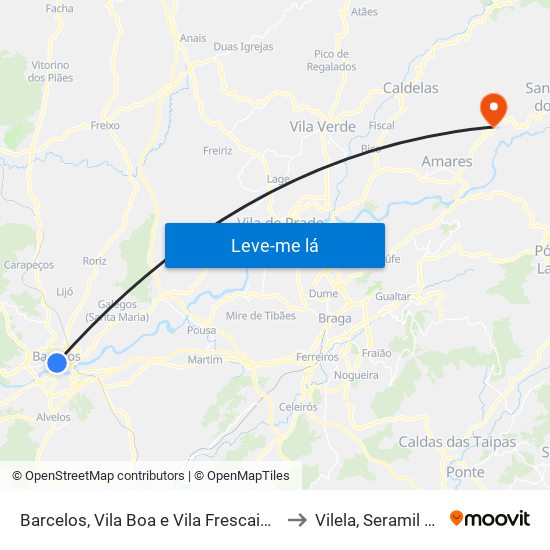 Barcelos, Vila Boa e Vila Frescainha (São Martinho e São Pedro) to Vilela, Seramil e Paredes Secas map