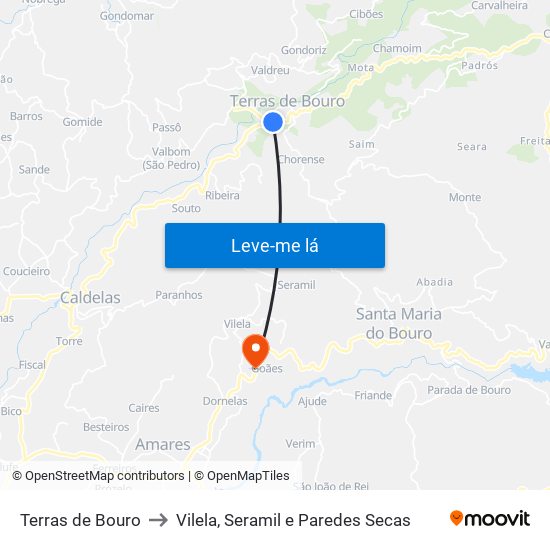 Terras de Bouro to Vilela, Seramil e Paredes Secas map