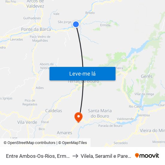 Entre Ambos-Os-Rios, Ermida e Germil to Vilela, Seramil e Paredes Secas map