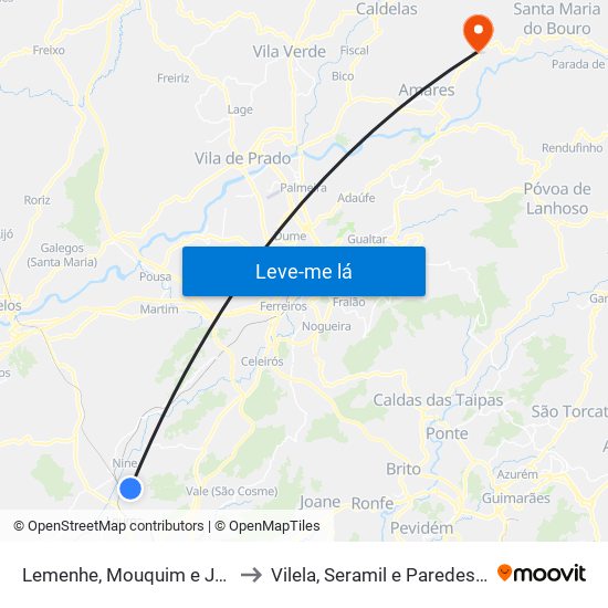 Lemenhe, Mouquim e Jesufrei to Vilela, Seramil e Paredes Secas map