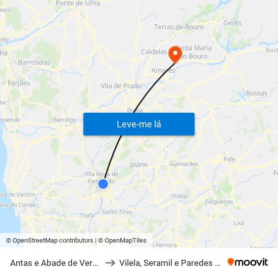 Antas e Abade de Vermoim to Vilela, Seramil e Paredes Secas map