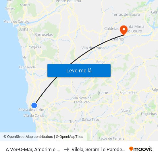 A Ver-O-Mar, Amorim e Terroso to Vilela, Seramil e Paredes Secas map