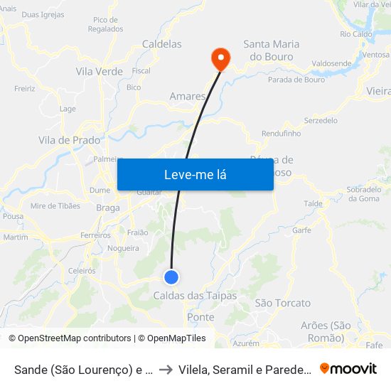 Sande (São Lourenço) e Balazar to Vilela, Seramil e Paredes Secas map